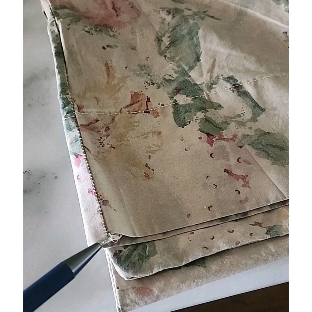 Vintage Ralph Lauren Francesca Tea Stain Pink Green Floral KING Pillowcase